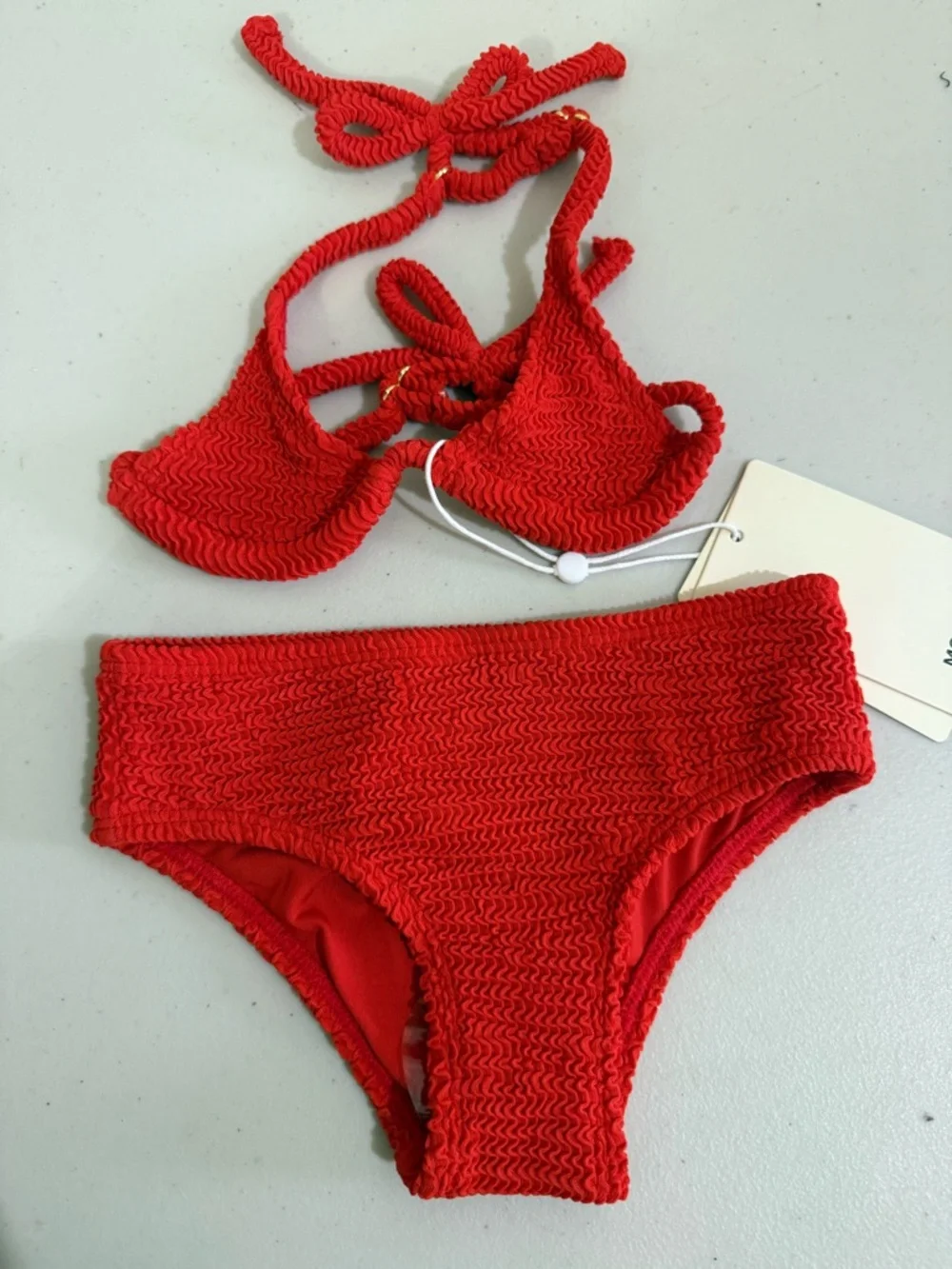 Monday Swimwear Girls Red Textured Two-Piece Bikini